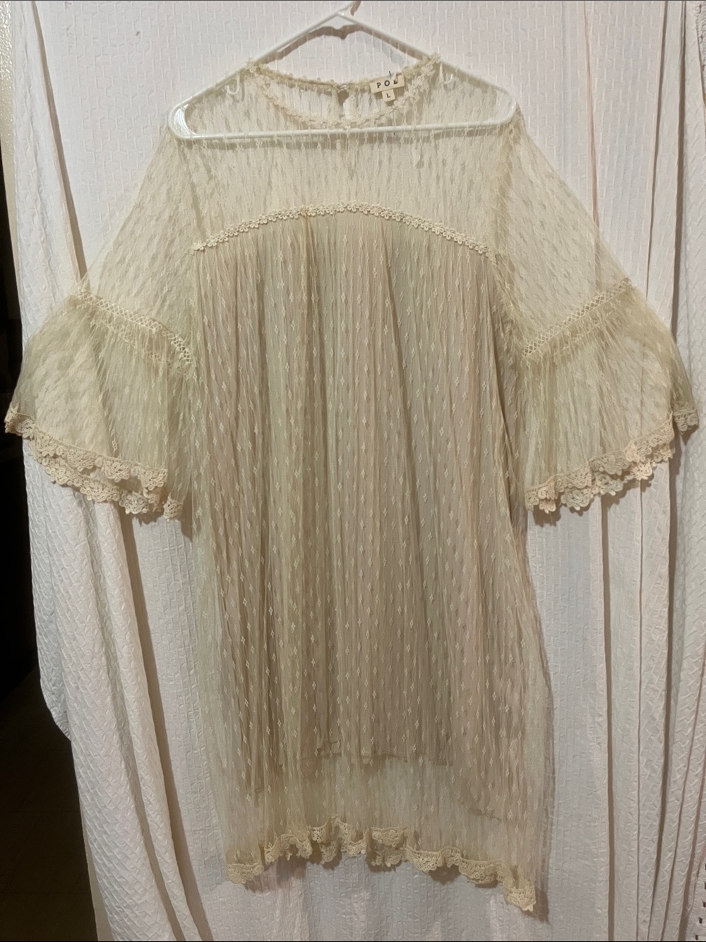 NWOT POL ETHEREAL CHARM Lace/Embroidered Women’s Dress - Bell Sleeves - Lined